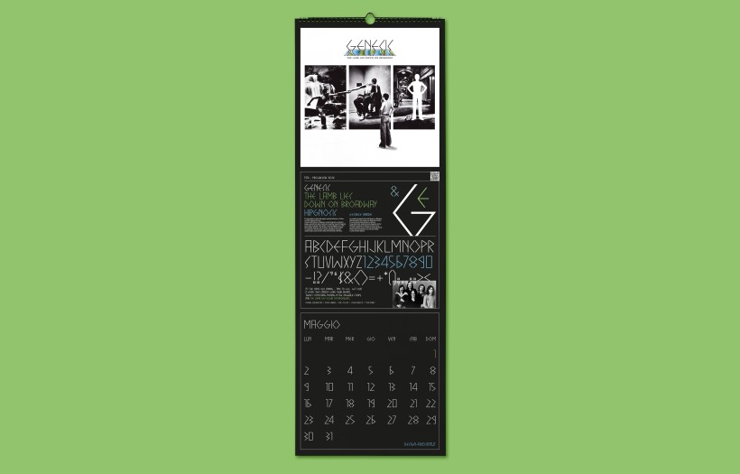 Calendario Tipografico 2022 Musica dettaglio Genesis: dettaglio Calendario Tipografico 2022 Musica