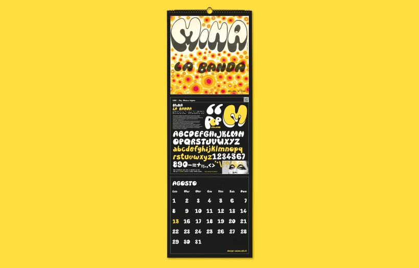 Calendario Tipografico 2022 Musica dettaglio Mina: dettaglio Calendario Tipografico 2022 Musica