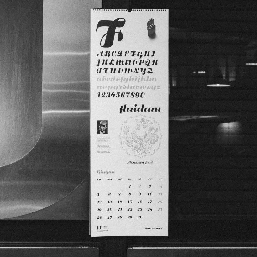 Calendario Tipografico 2023 Fonderia Nebiolo dettaglio Carattere tipografico Fluidum di Alessandro Butti