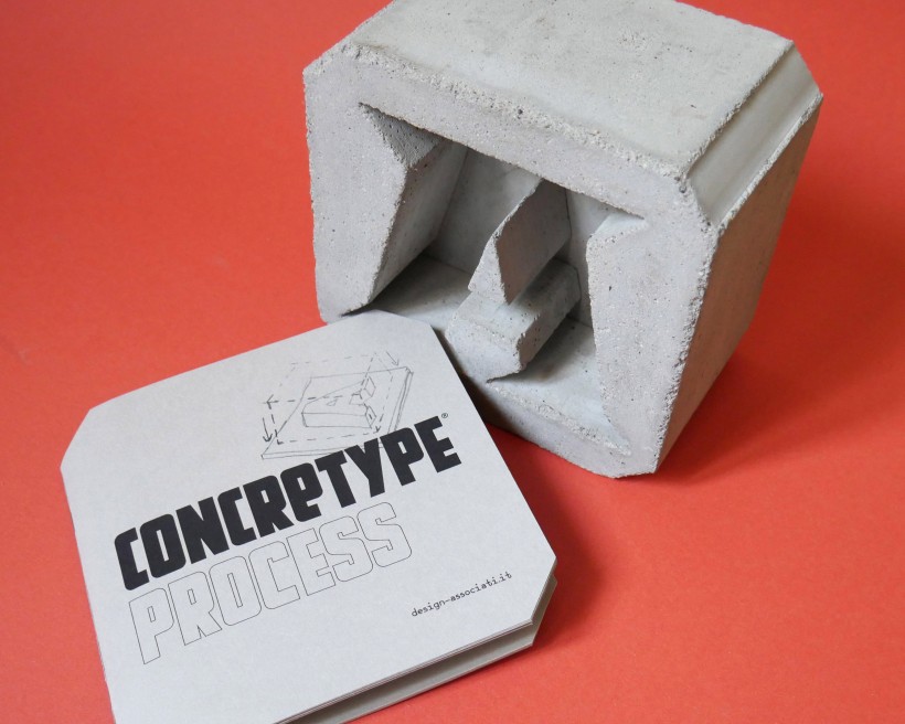 ConcreType test dettaglio Concretype, opuscolo e carattere in cemento