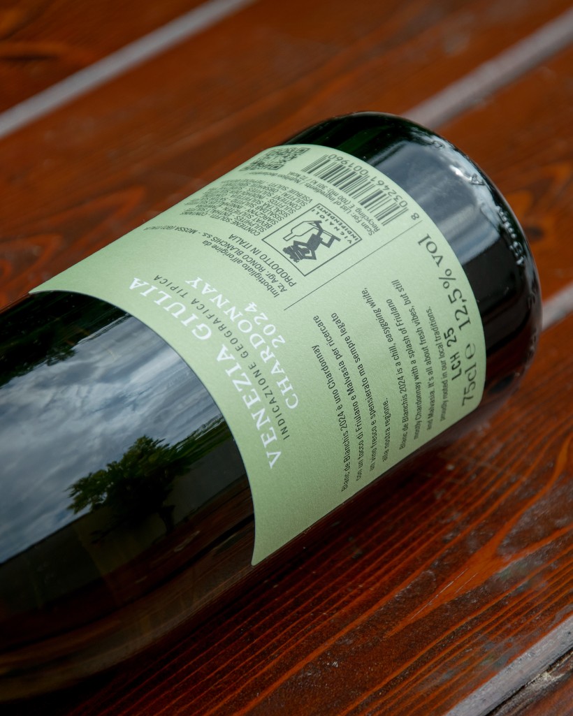 Chardonnay Blanc de Blanchis dettaglio Dettaglio retroetichetta Blanc de Blanchis