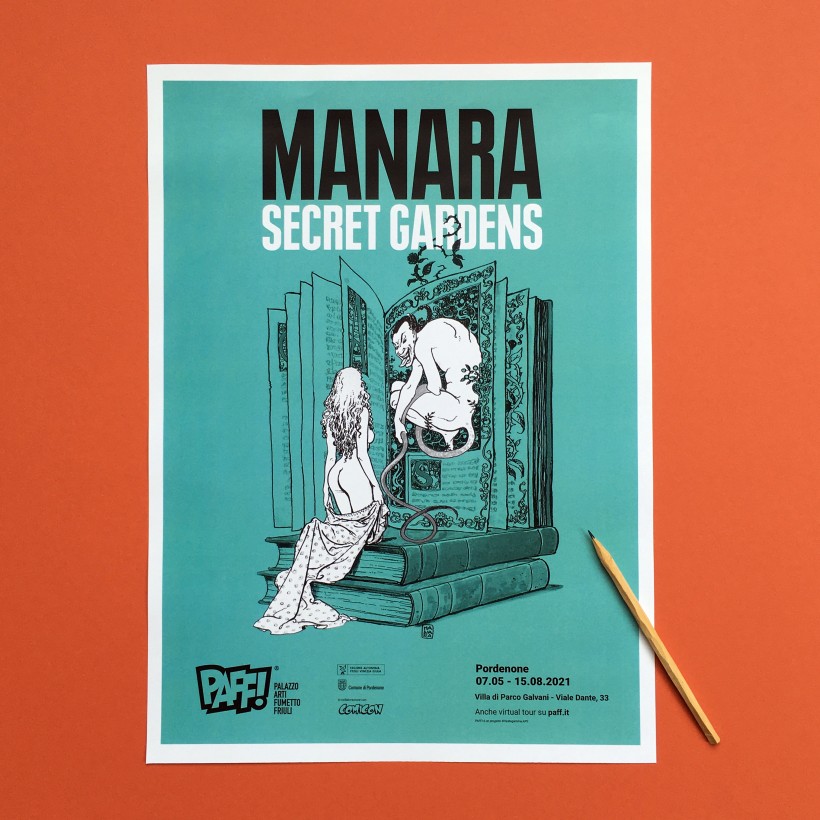 Manara - Secret Gardens di Paff!, Palazzo Arti Fumetto Friuli dettaglio Poster Manara Secret Gardens