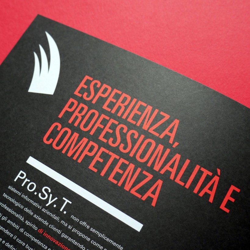 Prosyt, Propulsore Tecnologico, software house e società di consulenza dettaglio Dettaglio tipografico della brochure