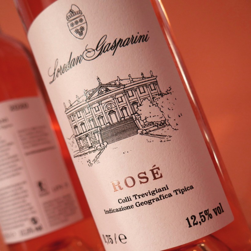 Vino Rosé della cantina Loredan Gasparini dettaglio Dettaglio della nuova etichetta per il vino Rosé